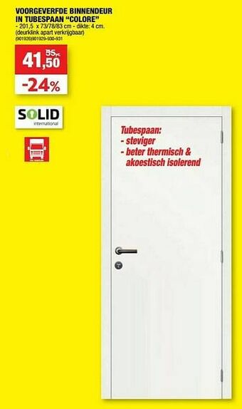 Hubo Voorgeverfde binnendeur in tubespaan colore aanbieding