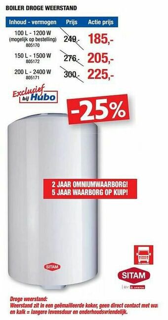 Hubo Boiler droge weerstand aanbieding