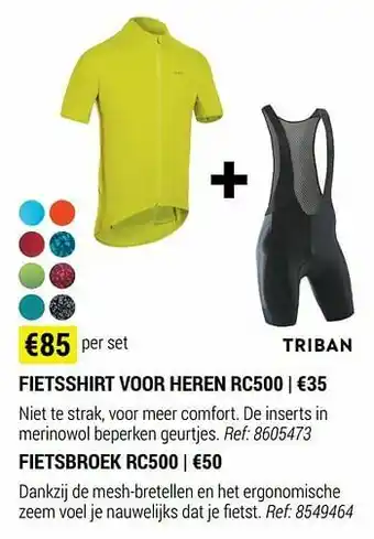 Decathlon Fietsshirt voor heren rc500 + fietsbroek rc500 aanbieding