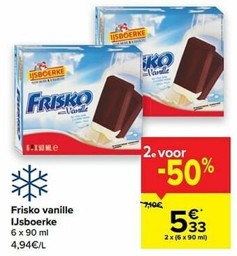 Carrefour Frisko vanille ijsboerke aanbieding
