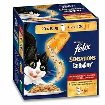 Zooplus Felix Sensations Crunchy Crumbles 20 x 100 g + 2 x 40 g - met Vlees aanbieding