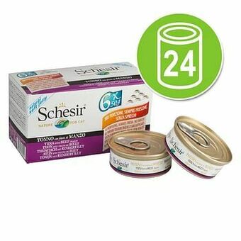 Zooplus 24x50g Small in Gelei of Natural In Gelei: Tonijn met Garnalen Schesir Kattenvoer aanbieding