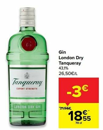 Carrefour Gin london dry tanqueray aanbieding