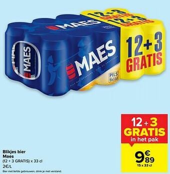 Carrefour Blikjes bier maes aanbieding