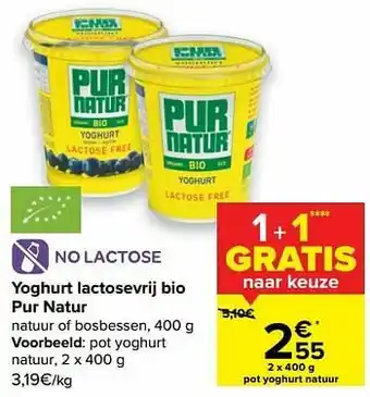 Carrefour Pur natur yoghurt natuur aanbieding