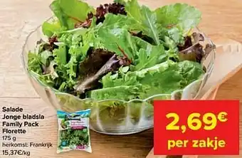Carrefour Salade jonge bladsla family pack florette aanbieding