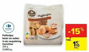 Carrefour Poffertjes boter en suiker in de verpakking carrefour aanbieding