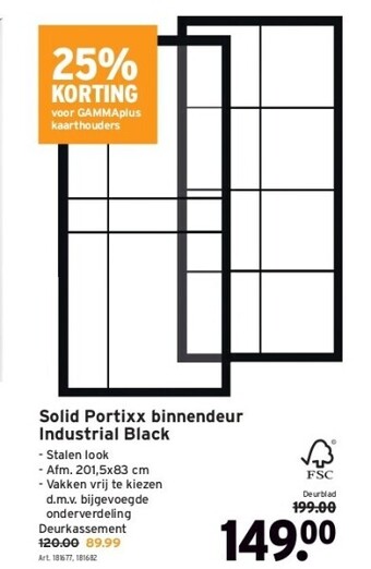 GAMMA Solid portixx binnendeur industrial black aanbieding