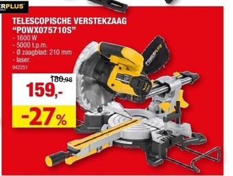 Hubo Telescopische verstekzaag “powx075710s” aanbieding