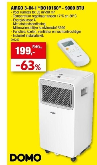 Hubo Airco 3-in-1 “do10160” - 9000 btu aanbieding