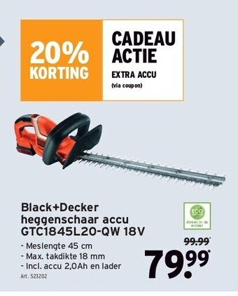 GAMMA Black+decker heggenschaar accu gtc1845l20-qw 18v aanbieding