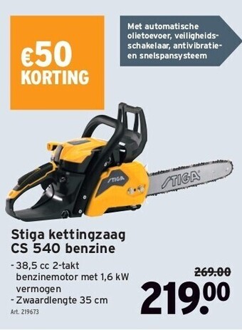 GAMMA Stiga kettingzaag cs 540 benzine aanbieding