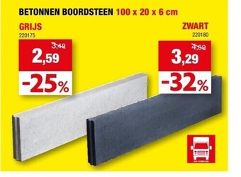 Hubo Betonnen boordsteen 100 x 20 x 6 cm grijs aanbieding