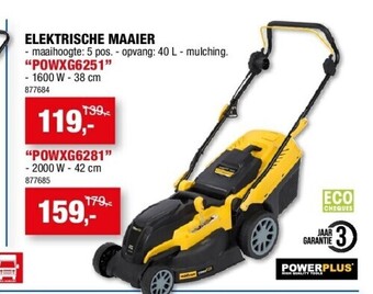 Hubo Elektrische maaier “powxg6251” aanbieding