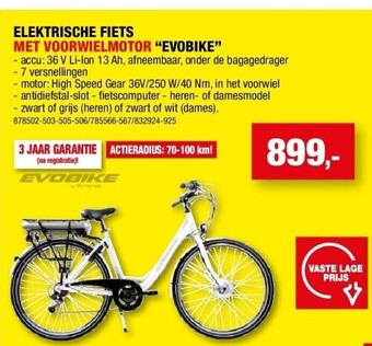 Hubo Elektrische fiets met voorwielmotor “evobike” aanbieding