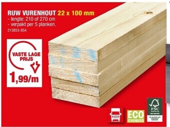Hubo Ruw vurenhout 22 x 100 mm aanbieding