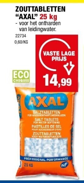 Hubo Zouttabletten “axal” 25 kg aanbieding