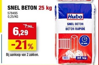 Hubo Snel beton 25 kg aanbieding
