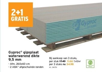 GAMMA Gyproc® gipsplaat waterwerend dikte 9,5 mm aanbieding