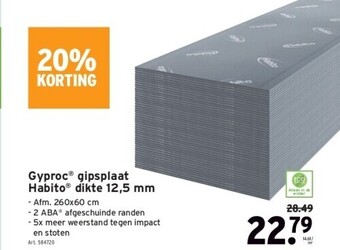 GAMMA Gyproc® gipsplaat habito® dikte 12,5 mm aanbieding