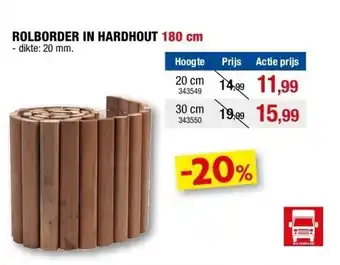 Hubo Rolborder in hardhout 180 cm 20 cm aanbieding