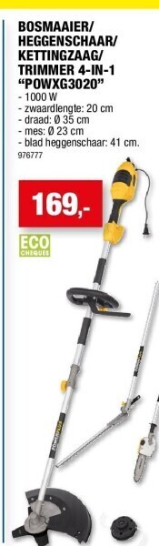 Hubo Bosmaaier/ heggenschaar/ kettingzaag/ trimmer 4-in-1 “powxg3020” aanbieding