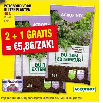 Hubo Potgrond voor buitenplanten 40 l aanbieding