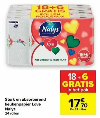 Carrefour Sterk en absorberend keukenpapier love nalys aanbieding