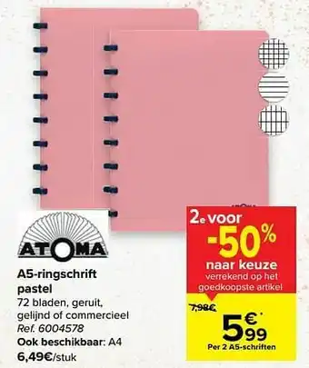 Carrefour A5-ringschrift pastel aanbieding