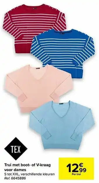 Carrefour Trui met boot- of v-kraag voor dames aanbieding