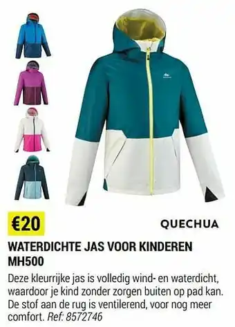 Decathlon Waterdichte jas voor kinderen mh500 aanbieding
