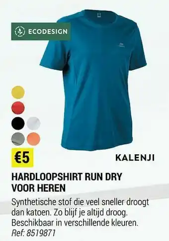 Decathlon Hardloopshirt run dry voor heren aanbieding