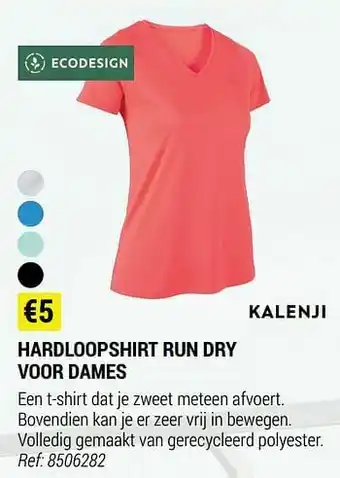 Decathlon Hardloopshirt run dry voor dames aanbieding