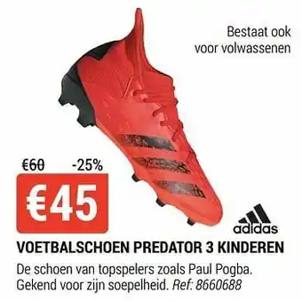 Decathlon Voetbalschoen predator 3 kinderen aanbieding