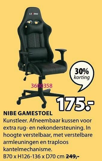 Jysk Nibe gamestoel aanbieding