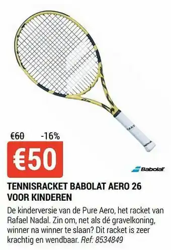 Decathlon Tennisracket babolat aero 26 voor kinderen aanbieding
