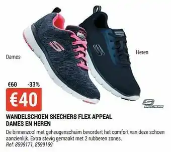 Decathlon Wandelschoen skechers flex appeal dames en heren aanbieding