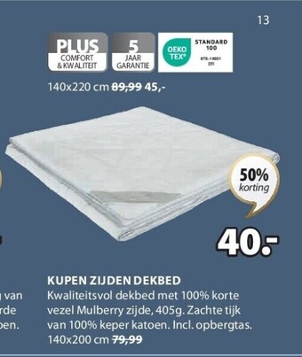 Jysk Kupen zijden dekbed aanbieding
