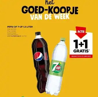 Jumbo Pepsi of 7-up 1,5 liter aanbieding