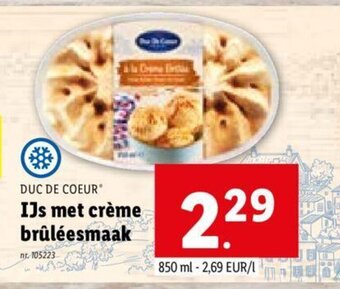 Lidl DUC DE COEUR IJs met crème brûléesmaak aanbieding