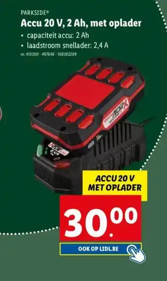 Lidl PARKSIDEⓇ Accu 20 V, 2 Ah, met oplader aanbieding