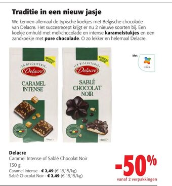 Colruyt Delacre Caramel Intense of Sablé Chocolat Noir 130 g aanbieding