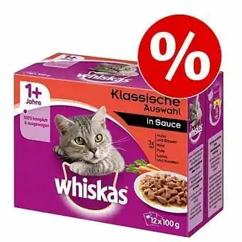 Zooplus Whiskas 1+ Classic Selectie Maaltijdzakjes Kattenvoer Megapack 144 x 100 g - Adult 1+ Gemengde selectie in Gelei aanbieding