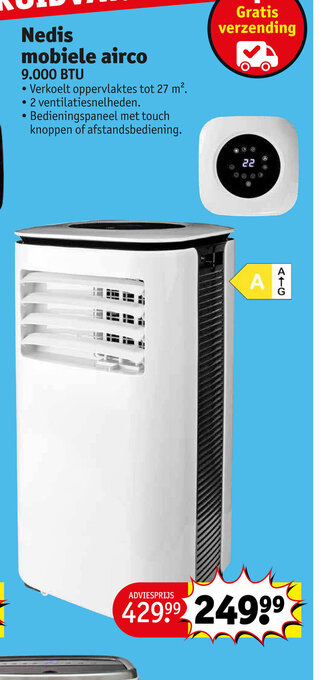 Kruidvat Nedis mobiele airco 9.000 BTU aanbieding