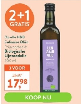 Holland & Barrett Biologische lijnzaadolie 500 ml aanbieding