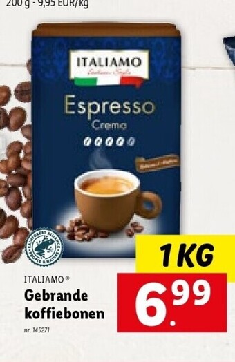Lidl Gebrande koffiebonen aanbieding