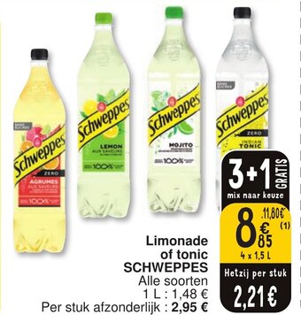 Cora Limonade of tonic SCHWEPPES aanbieding