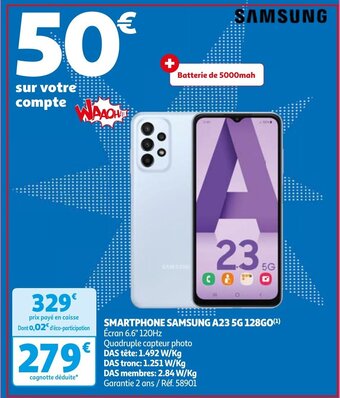 Auchan SMARTPHONE SAMSUNG A23 5G 128GO aanbieding