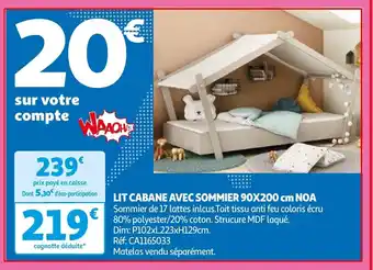 Auchan LIT CABANE AVEC SOMMIER 90X200 cm NOA aanbieding