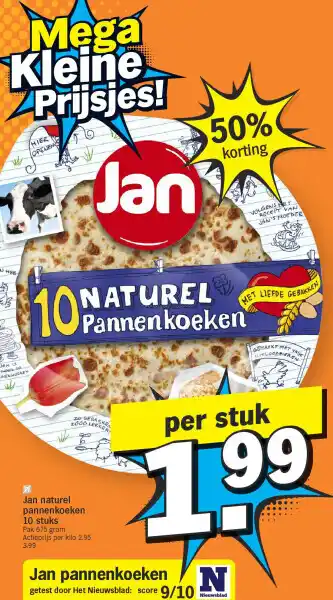 Albert Heijn Jan naturel pannenkoeken 10 stuks aanbieding